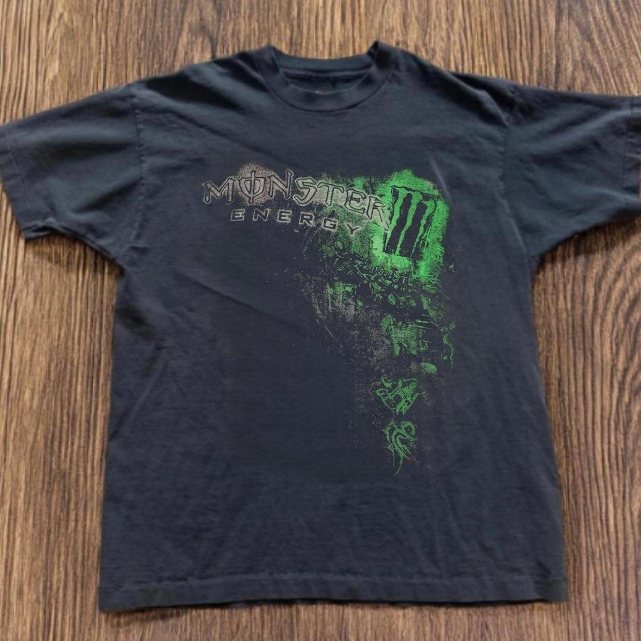 Gildan Black T Shirt Black And Green Monster Energy T Shirt
